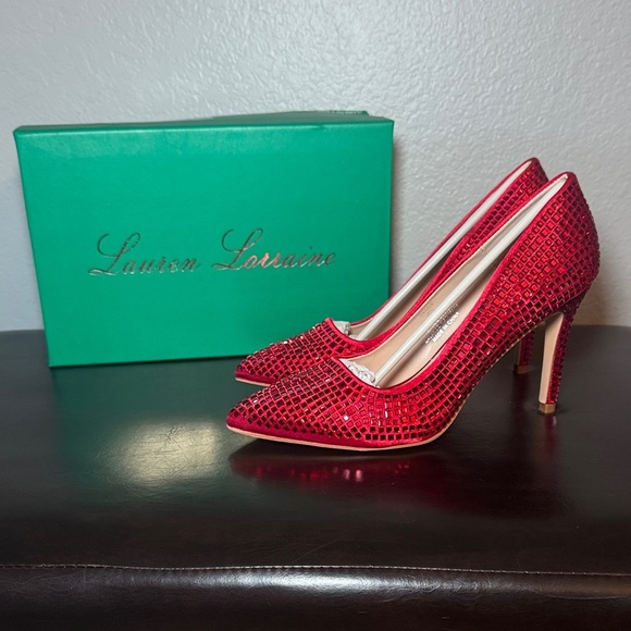 Lauren Lorraine Sparkling Dazzle Red Heels - Picture 2 of 9